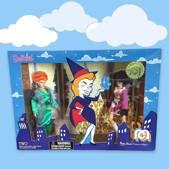 SOLD! MEGO 2018 Bewitched 2 Figure Set 8" Endora & groovy Serena dolls - Picture 1 of 14